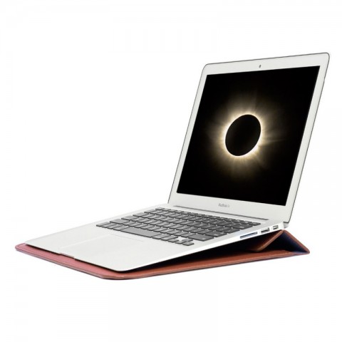 Чехол-конверт кожаный для ноутбука 13", коричневый-3