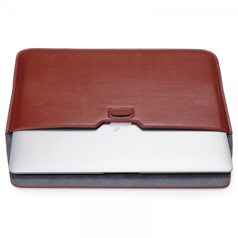 Чехол-конверт кожаный для ноутбука 13", коричневый-1