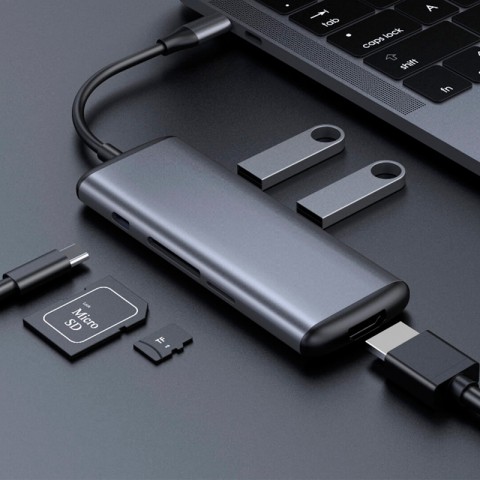 Адаптер Xiaomi HAGiBiS Type-C/Type-C/HDMI/2USB3.0/SD/TF-1