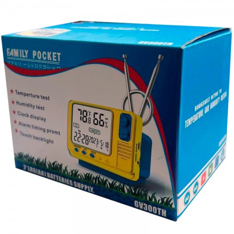 Будильник GV300TH с датчиком температуры в форме старого телевизора-1