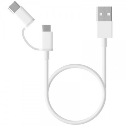 Кабель Xiaomi ZMI 2 в 1 USB-C/MicroUSB, USB 2.0, 1 метр, белый [AL501]