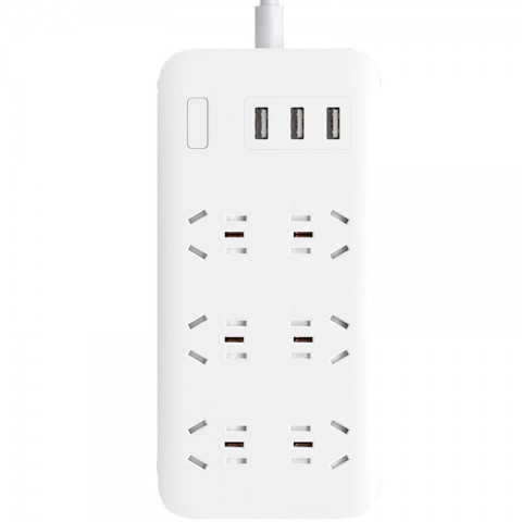Удлинитель Xiaomi Mi Power Strip CXB6-1QM (6 розеток + 3 USB) 1.8 м, 10А / 2500Вт., белый