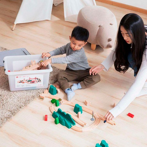 Деревянная железная дорога Xiaomi Mitu Toy Train Set (63 детали)-2