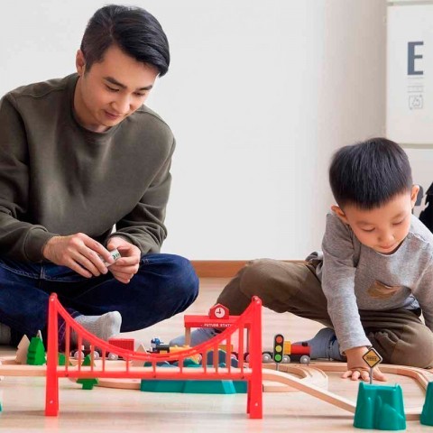 Деревянная железная дорога Xiaomi Mitu Toy Train Set (63 детали)-3