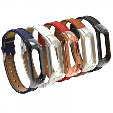 Ремешок кожаный для Xiaomi Mi Band 3, синий-3