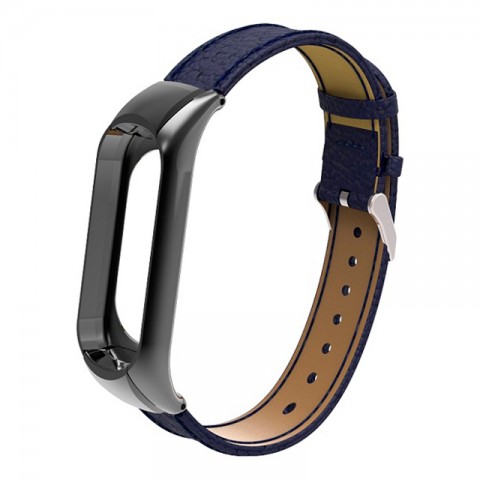 Ремешок кожаный для Xiaomi Mi Band 3, синий