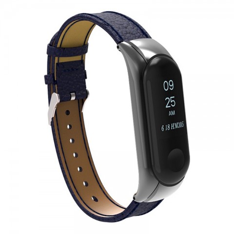 Ремешок кожаный для Xiaomi Mi Band 3, синий-1