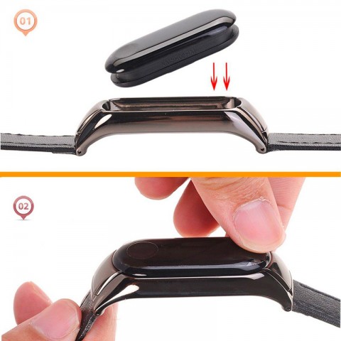 Ремешок кожаный для Xiaomi Mi Band 3, синий-5