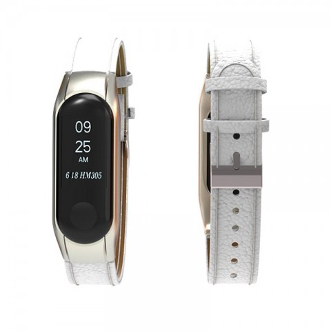 Ремешок кожаный для Xiaomi Mi Band 3, белый-2