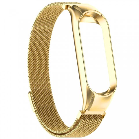 Браслет миланский сетчатый для Xiaomi Mi Band 5/6, золотистый
