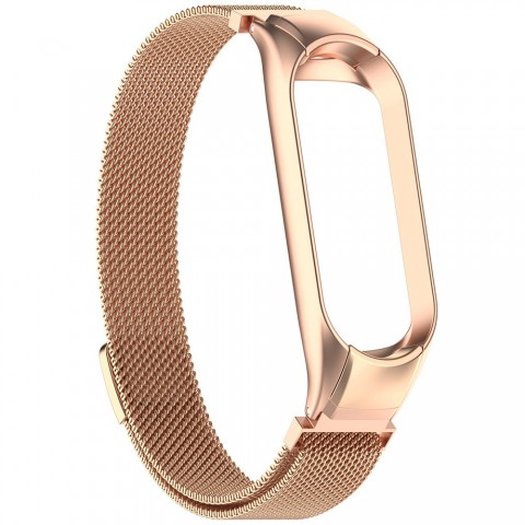 Браслет миланский сетчатый для Xiaomi Mi Band 5/6, розовое золото-1