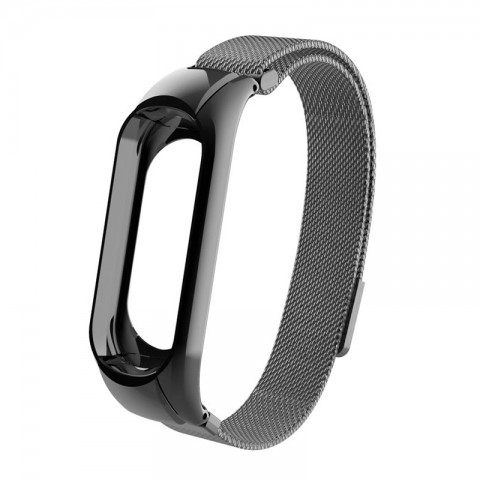 Браслет миланский сетчатый для Xiaomi Mi Band 3, черный