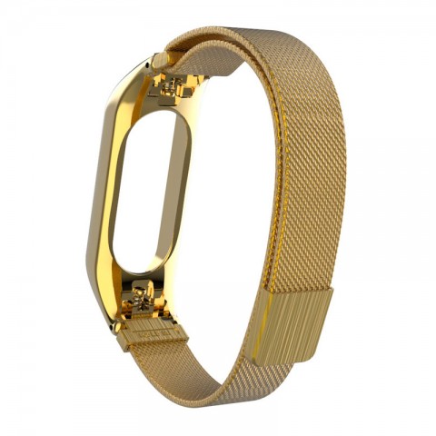 Браслет миланский сетчатый для Xiaomi Mi Band 3, золотистый-2