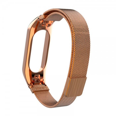 Браслет миланский сетчатый для Xiaomi Mi Band 3, розовое золото-2