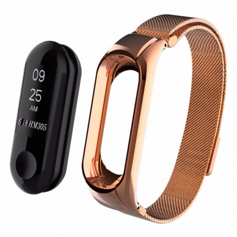 Браслет миланский сетчатый для Xiaomi Mi Band 3, розовое золото-1