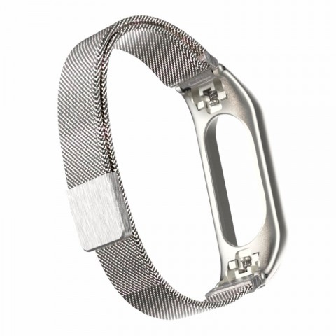Браслет миланский сетчатый для Xiaomi Mi Band 3, серебристый-4