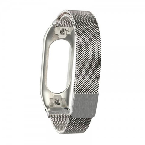 Браслет миланский сетчатый для Xiaomi Mi Band 3, серебристый-2