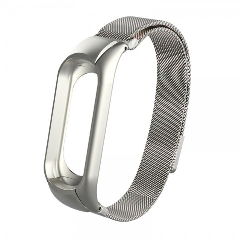Браслет миланский сетчатый для Xiaomi Mi Band 3, серебристый
