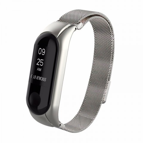 Браслет миланский сетчатый для Xiaomi Mi Band 3, серебристый-1