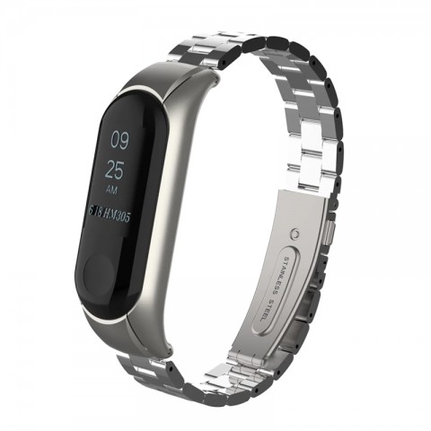 Браслет блочный для Xiaomi Mi Band 3, серебристый-1