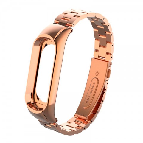 Браслет блочный для Xiaomi Mi Band 3, розовое золото
