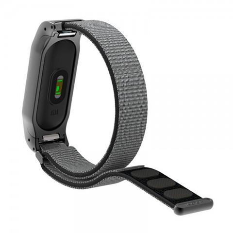 Браслет спортивный на липучке для Xiaomi Mi Band 2, серый
