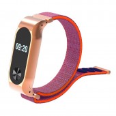 Браслет спортивный на липучке для Xiaomi Mi Band 2, "розовый неон" Браслет спортивный на липучке для Xiaomi Mi Band 2, "розовый неон"