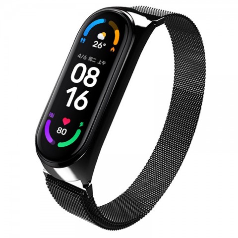 Браслет миланский сетчатый для Xiaomi Mi Band 5/6, черный-2