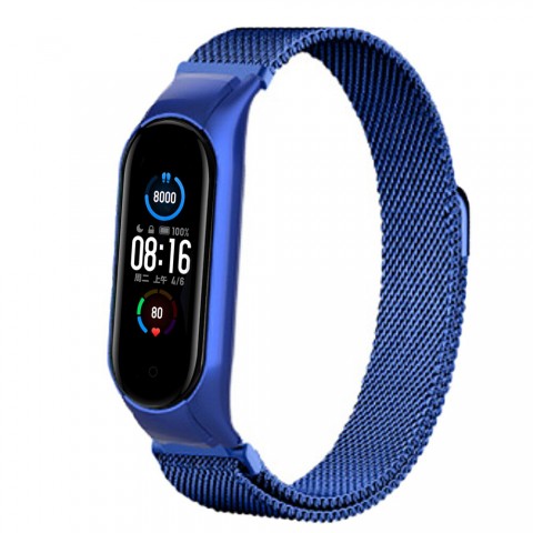 Браслет миланский сетчатый для Xiaomi Mi Band 5/6, синий-1