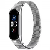 Браслет миланский сетчатый для Xiaomi Mi Band 5/6, серебристый Браслет миланский сетчатый для Xiaomi Mi Band 5/6, серебристый